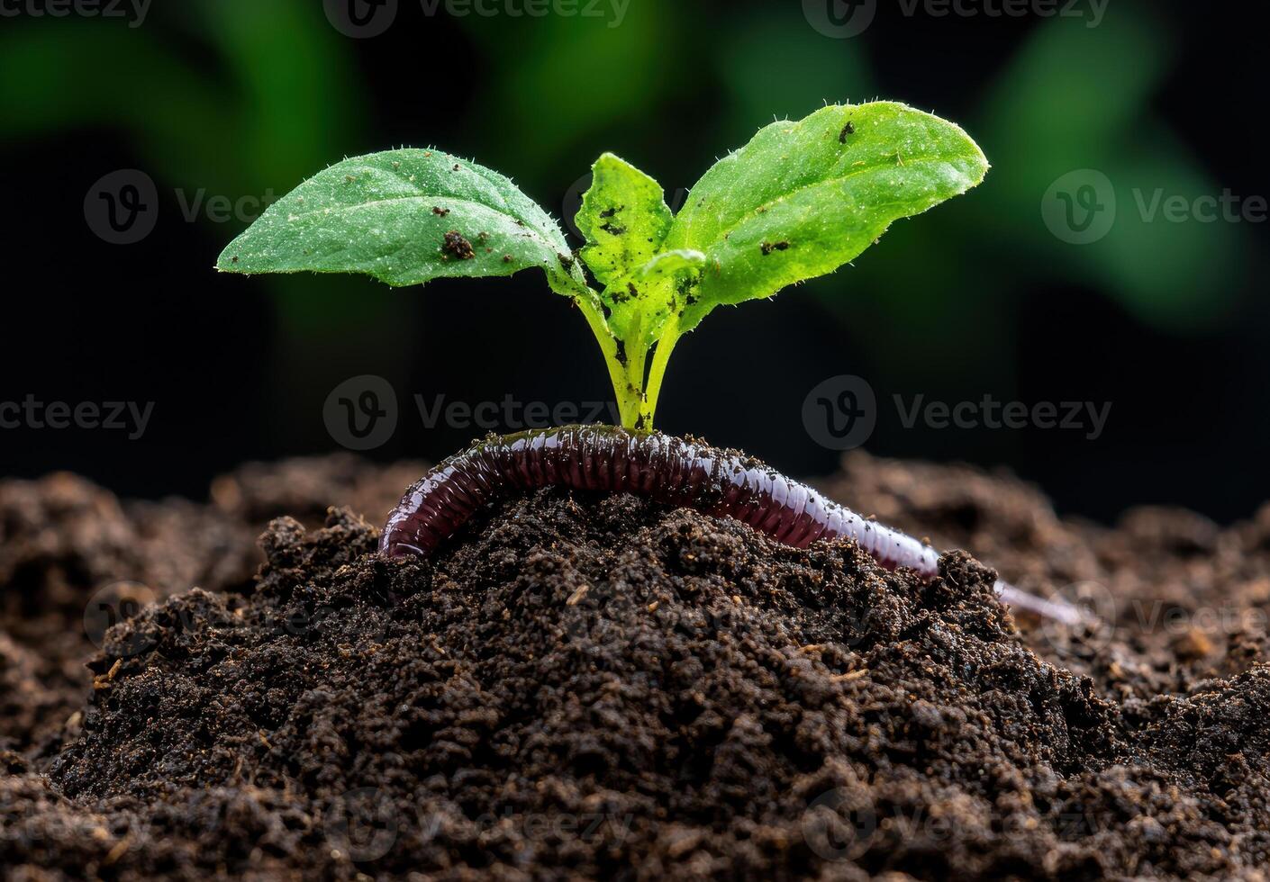 Sprouting seedling growing from soil photo