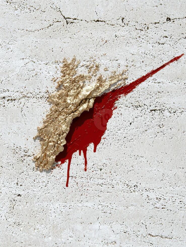 abstract art with gold and red paint photo
