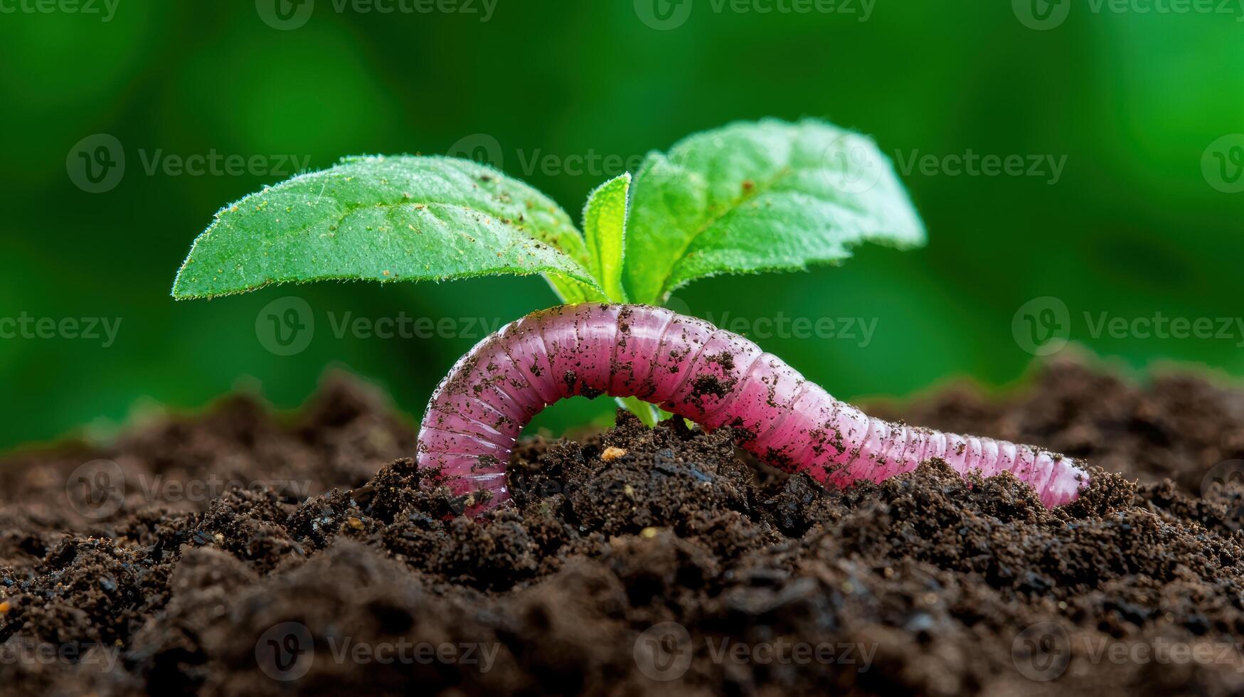 Close up of a young seedling emerging from the soil photo