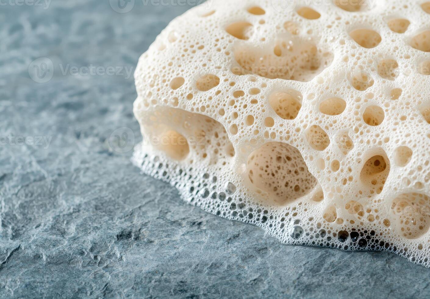 Closeup of a sponge like fungus on a stone surface photo
