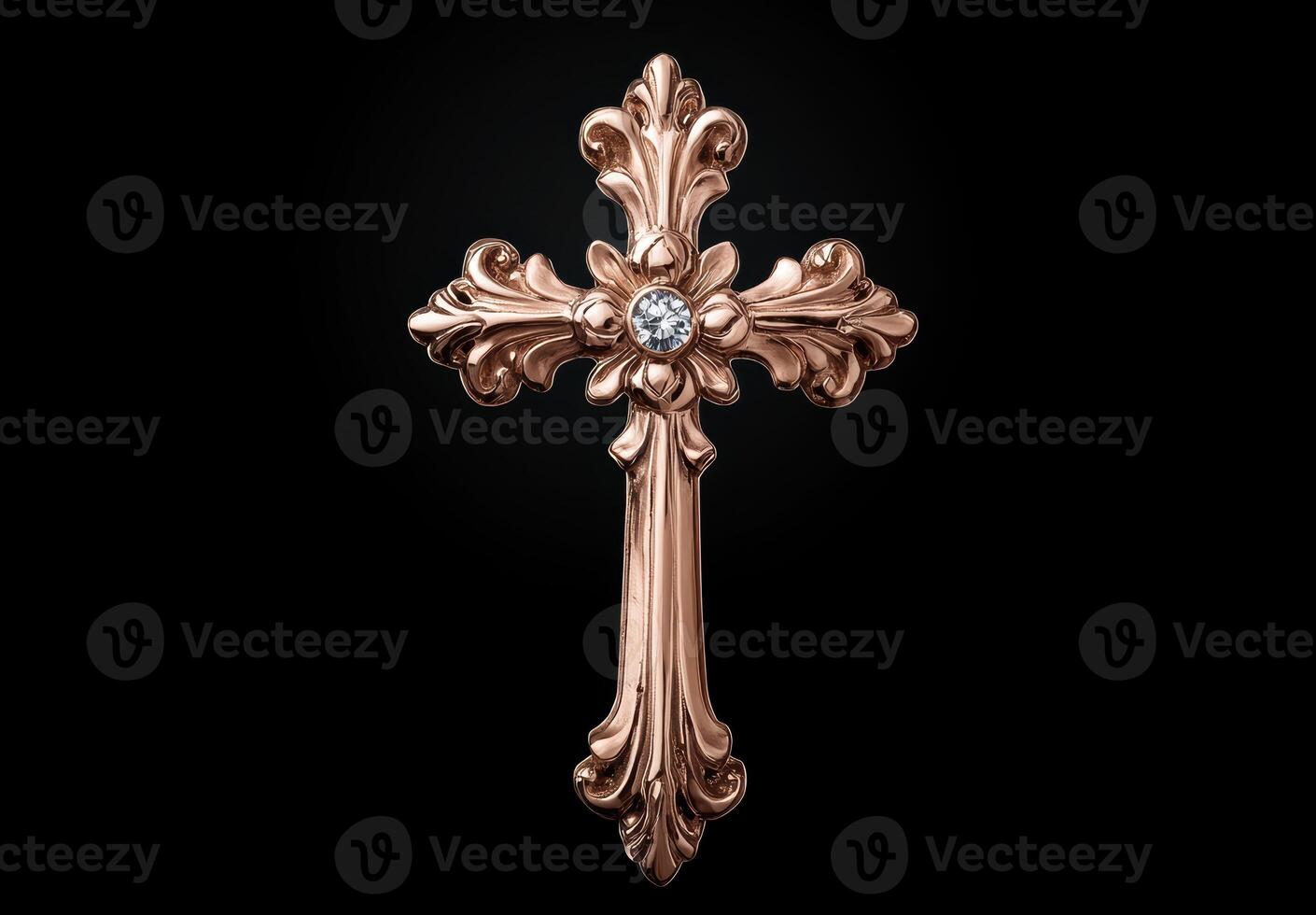 Ornate cross pendant with diamond photo