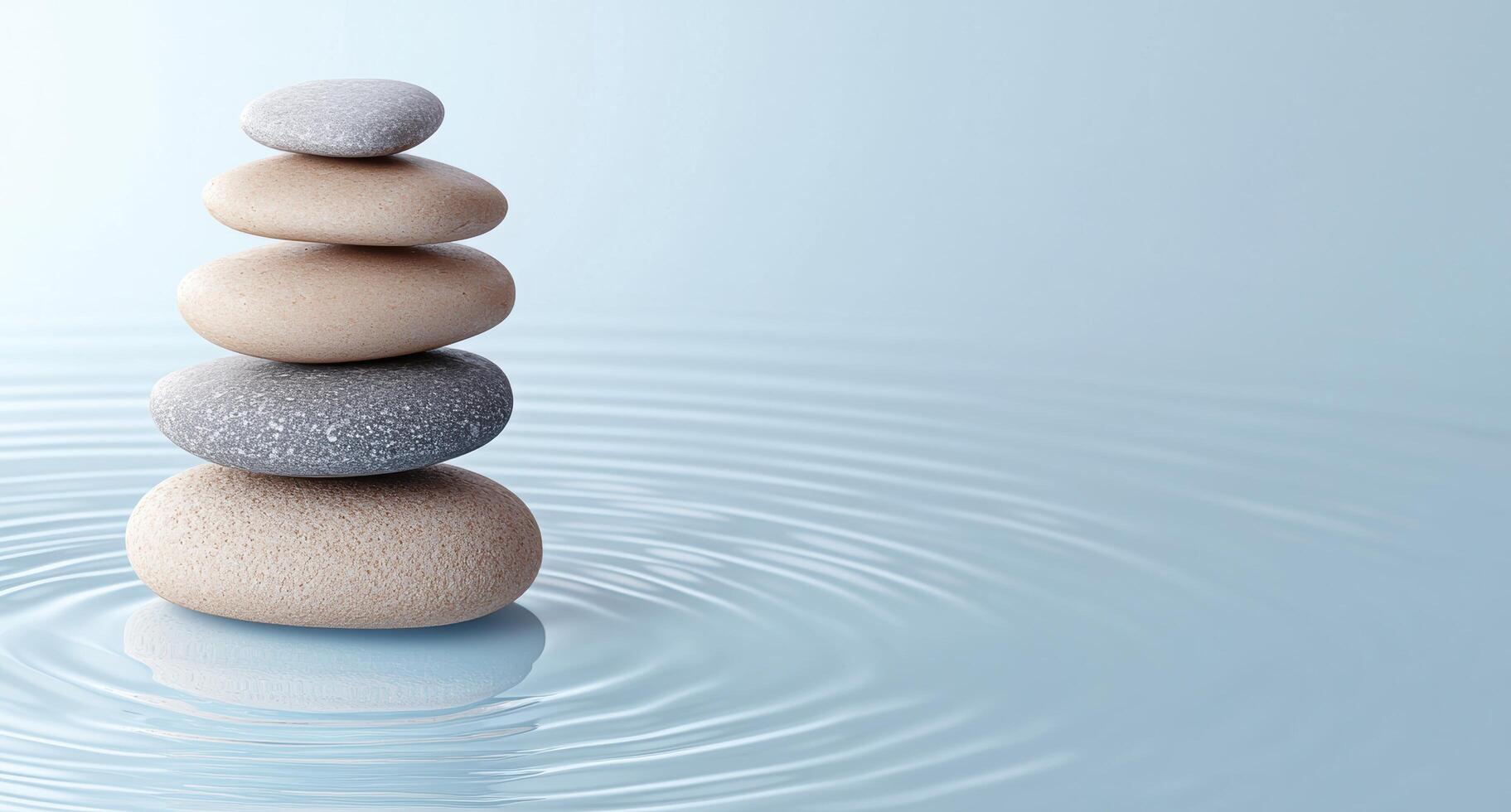 Balanced zen stones in tranquil water photo