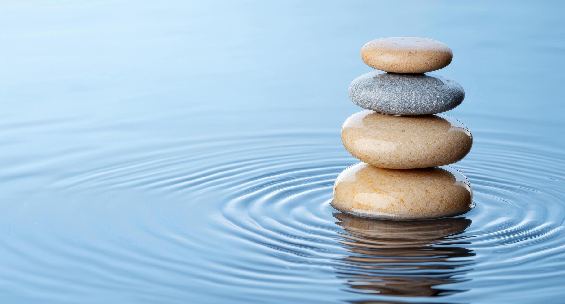 Balanced stones in tranquil water photo