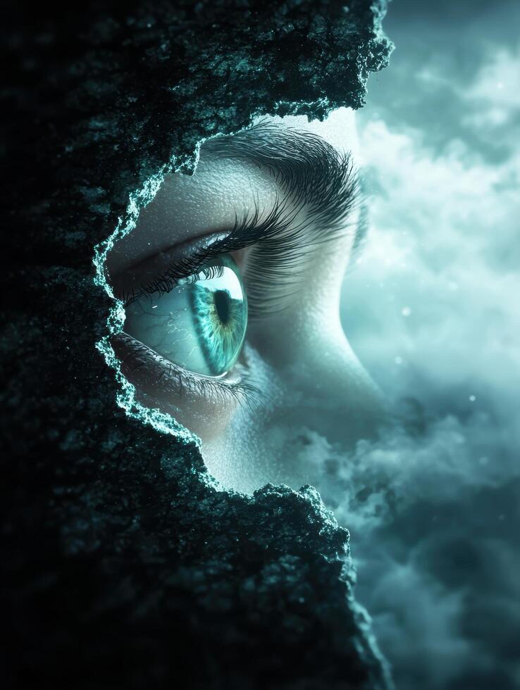 Dramatic eye in a stormy environment photo