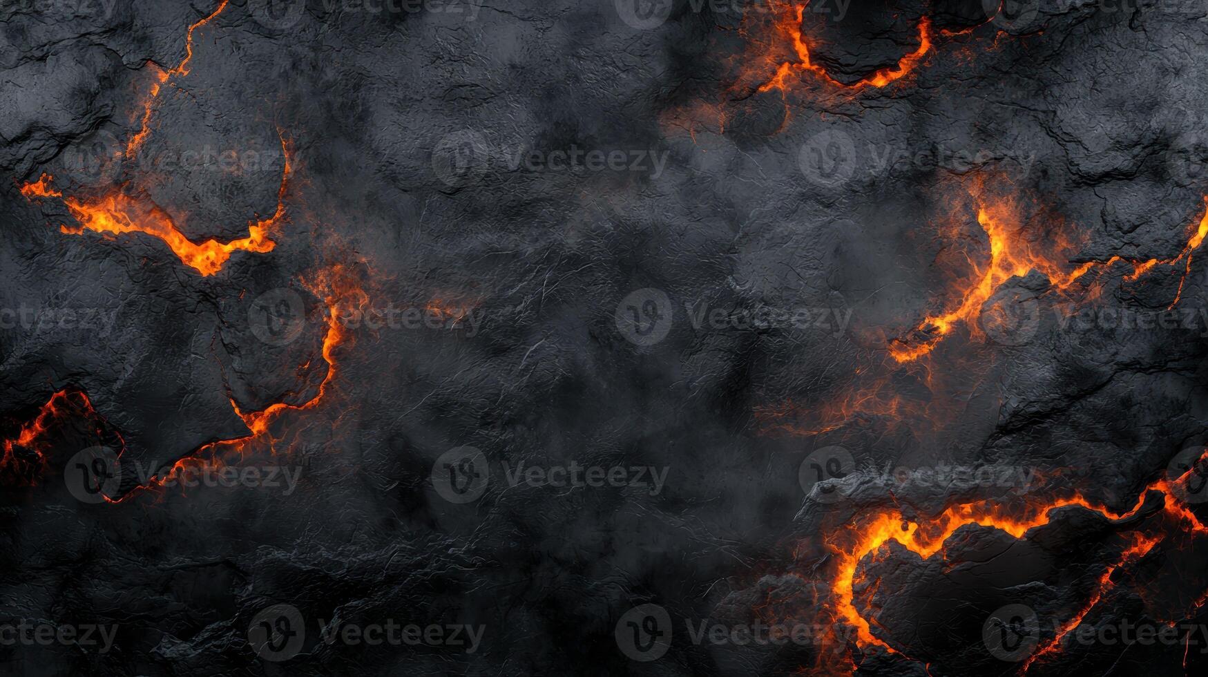 Fiery volcanic eruption with molten lava photo
