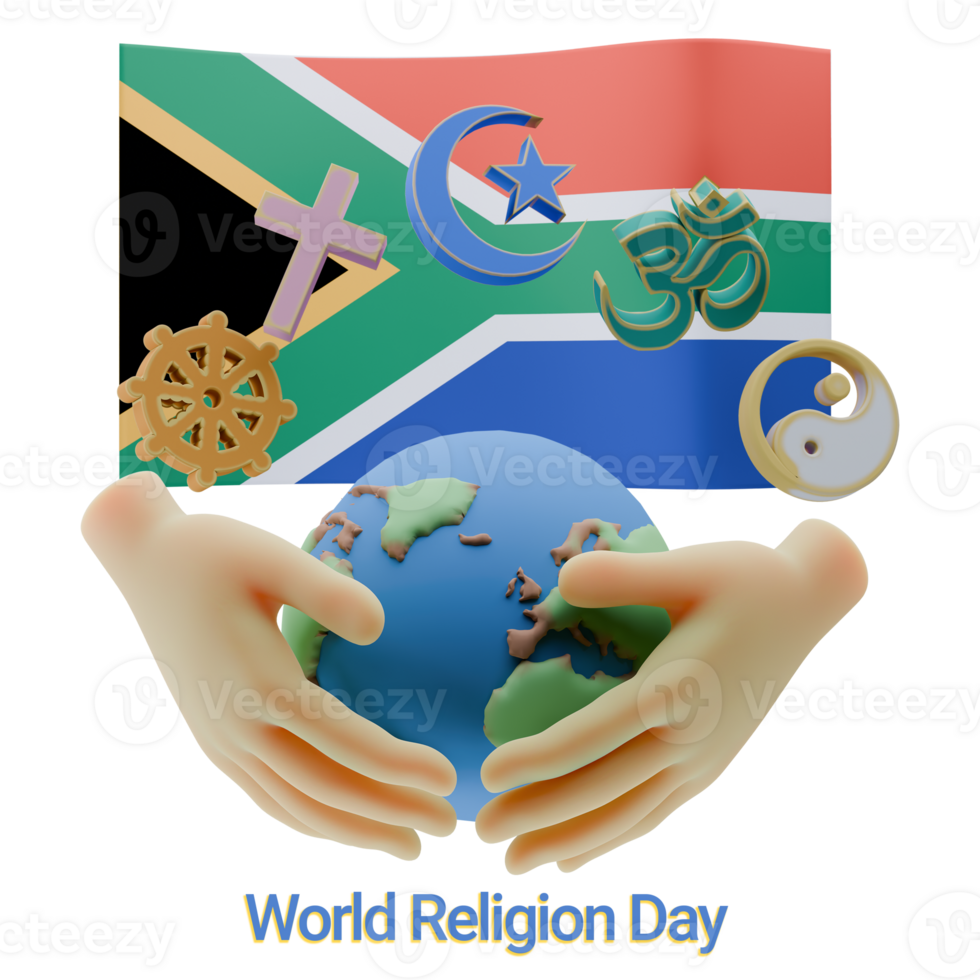 Divine 3D renders of World Religion Day Written in South Africa Languages png