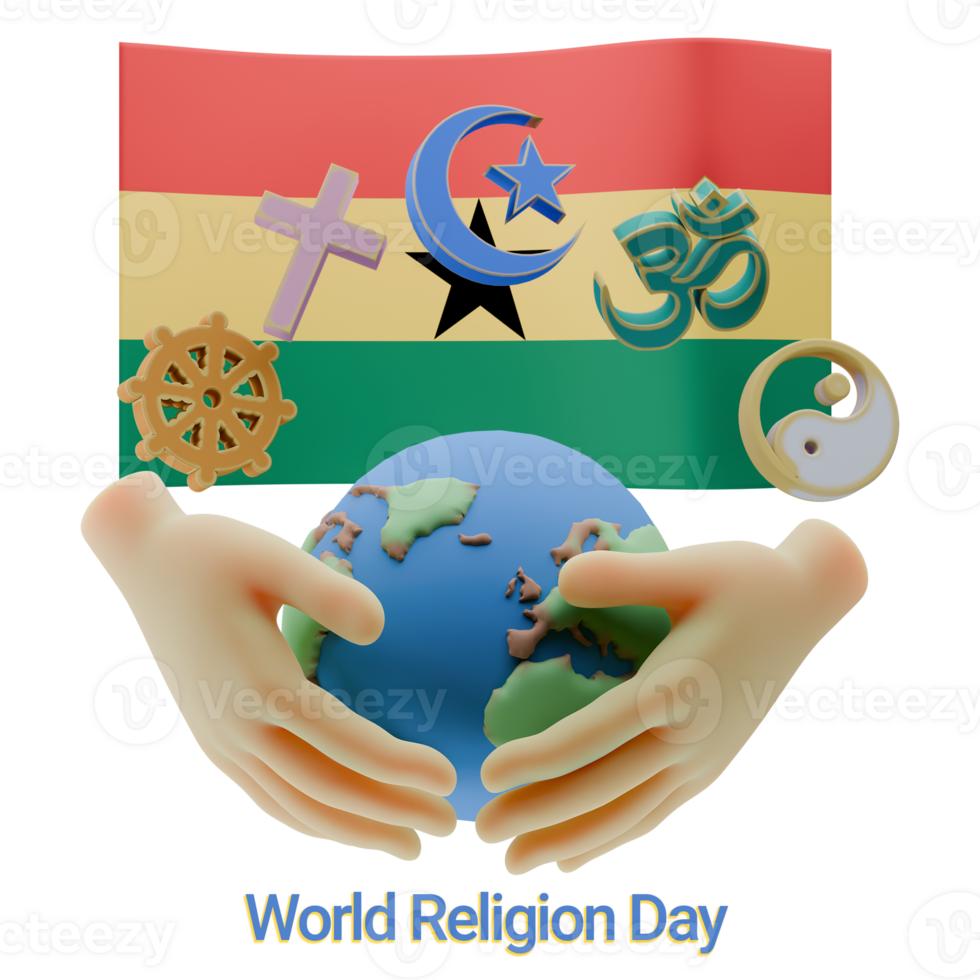 Regal 3D renders of World Religion Day Written in Ghana Languages png