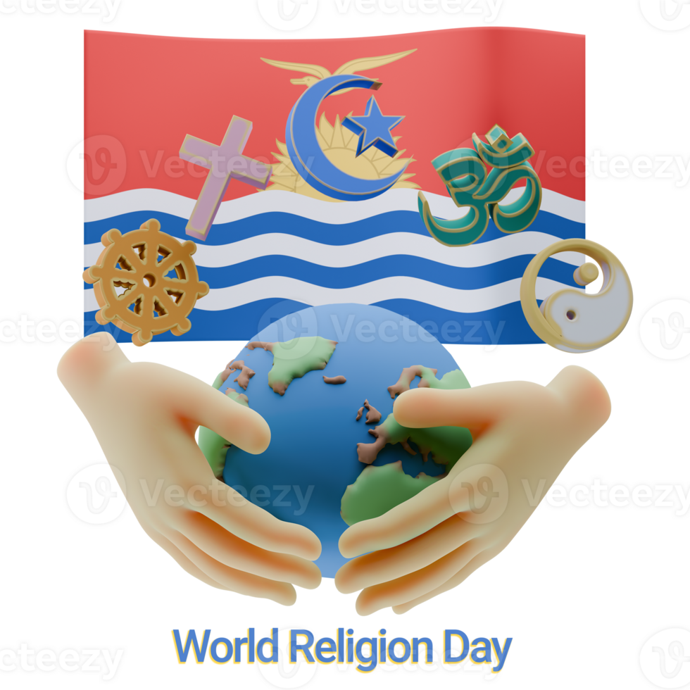 Unspoiled 3D renders of World Religion Day Written in Kiribati Languages png
