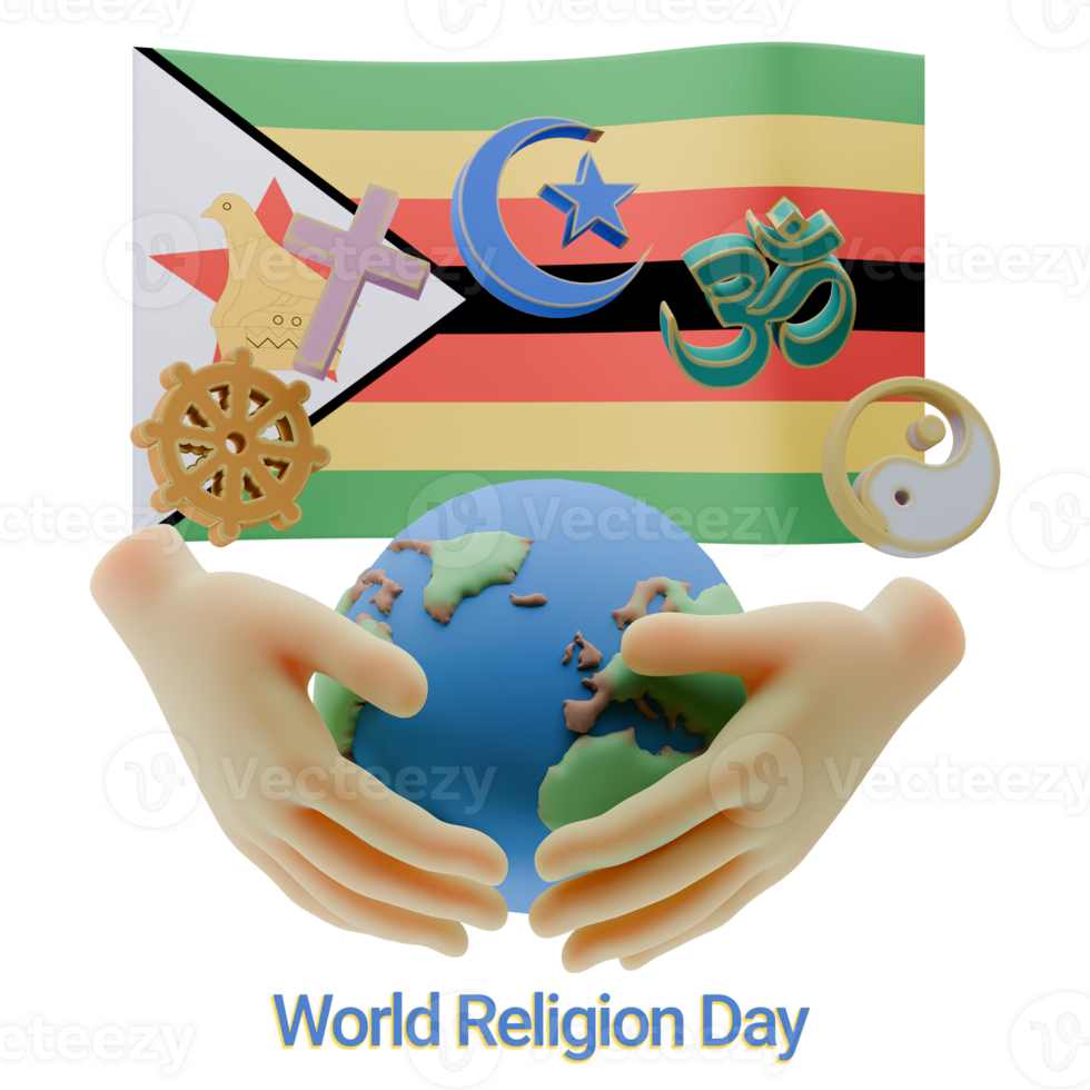Incomparable 3D renders of World Religion Day Written in Zimbabwe Languages png