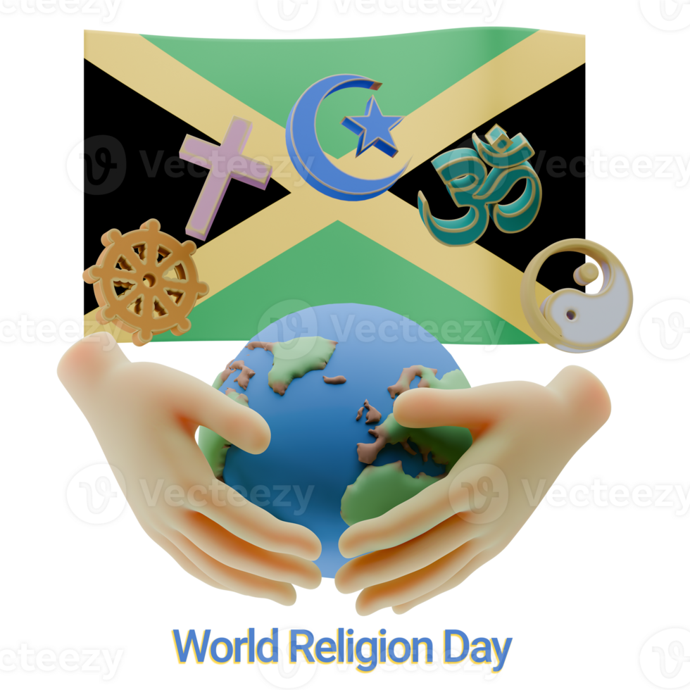 Superb 3D renders of World Religion Day Written in Jamaica Languages png