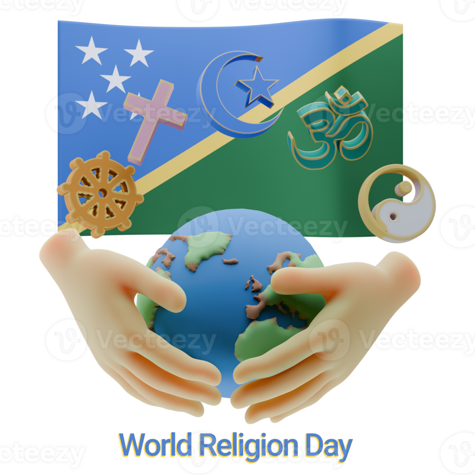 Dainty 3D renders of World Religion Day Written in Solomon Languages png