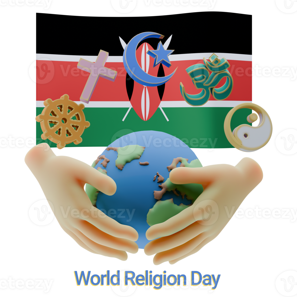 Unblemished 3D renders of World Religion Day Written in Kenya Languages png