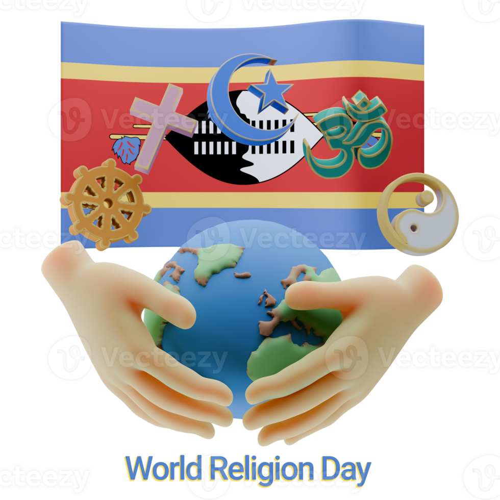 Engaging 3D renders of World Religion Day Written in Swaziland Languages png
