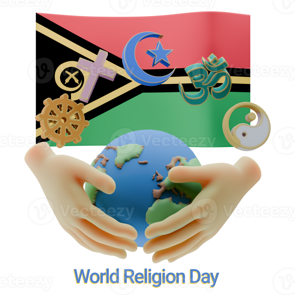 Heavenly 3D renders of World Religion Day Written in Vanuatu Languages png