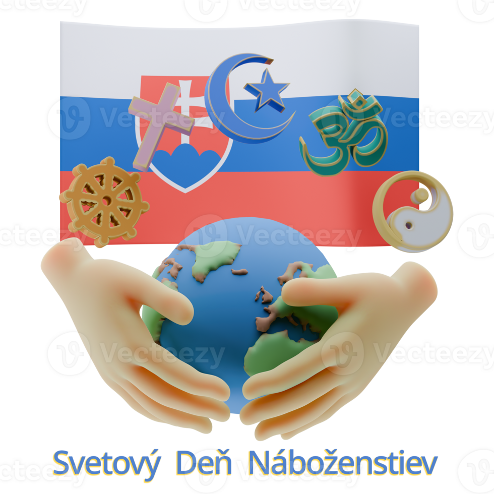 Lively 3D renders of World Religion Day Written in Slovakia Languages png