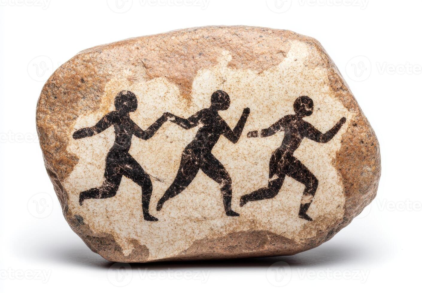 ancient rock art depicting running figures photo