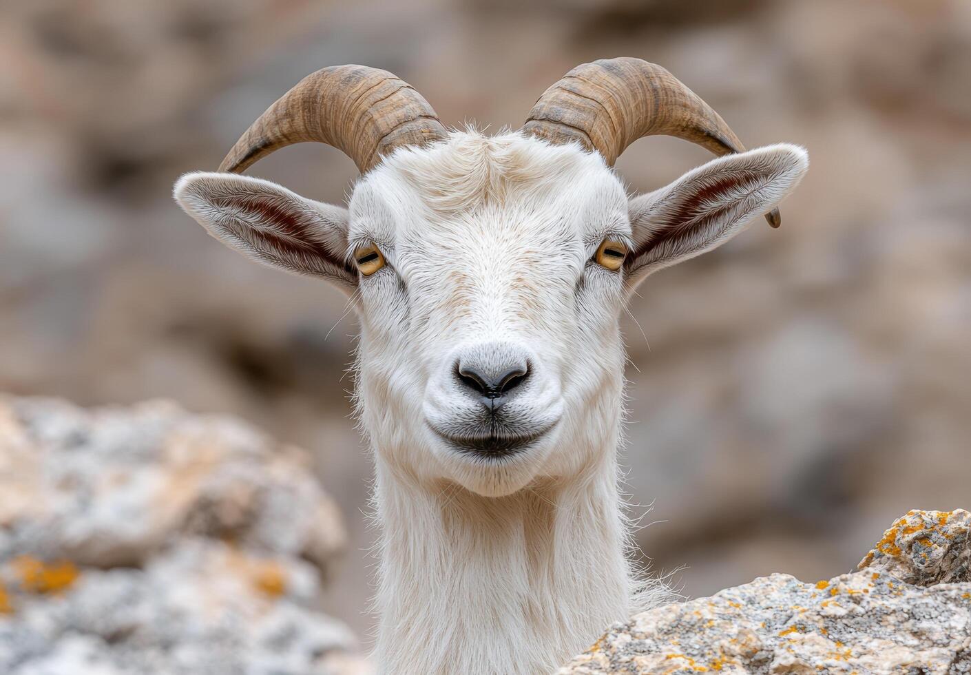 Close up of a curious mountain goat photo