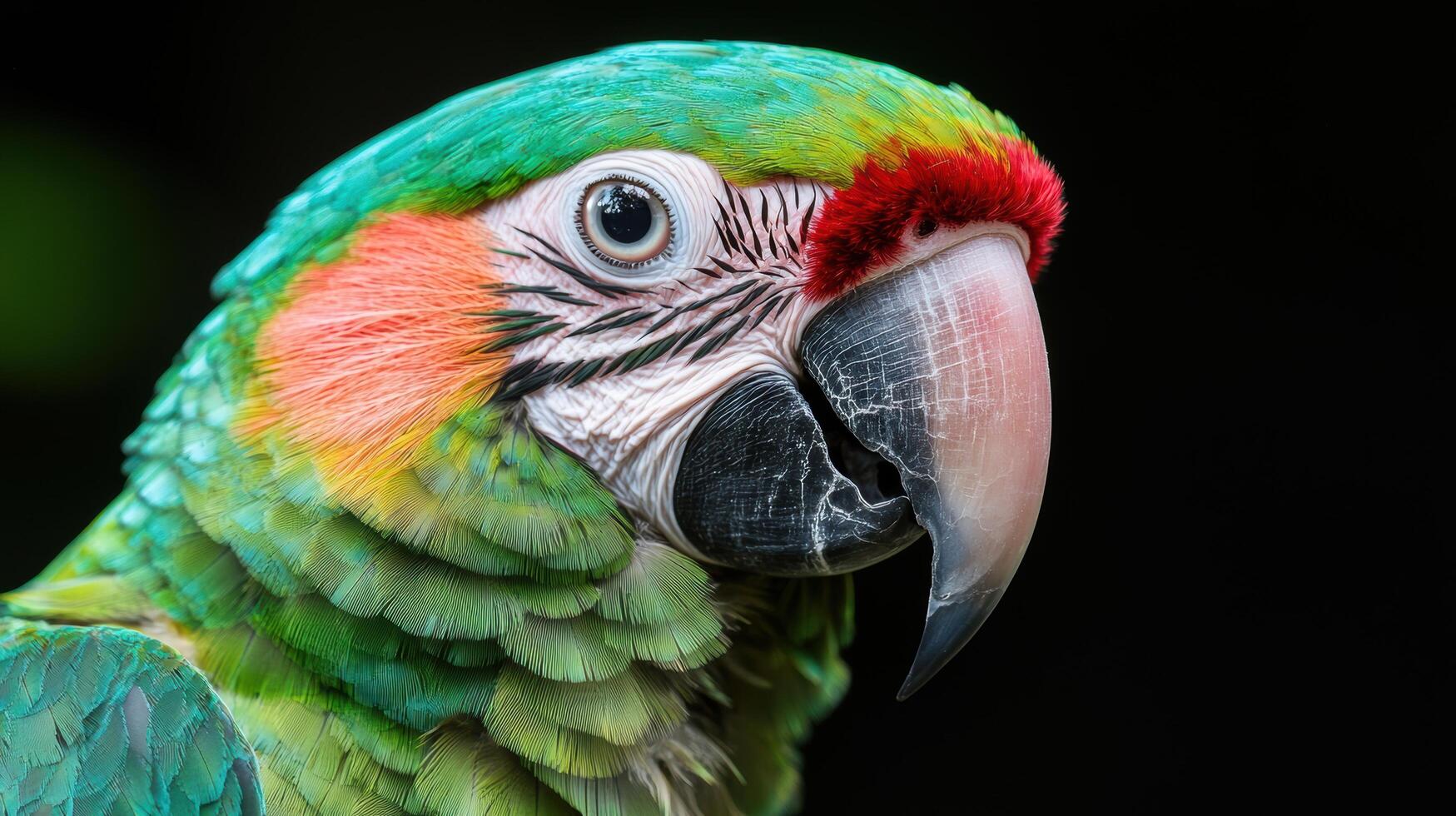 Vibrant parrot with striking feathers and intense gaze photo