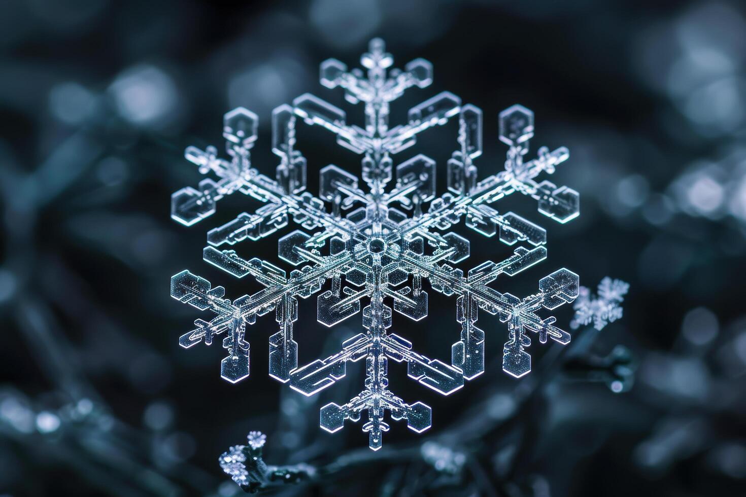 Intricate snowflake crystal macro photography photo