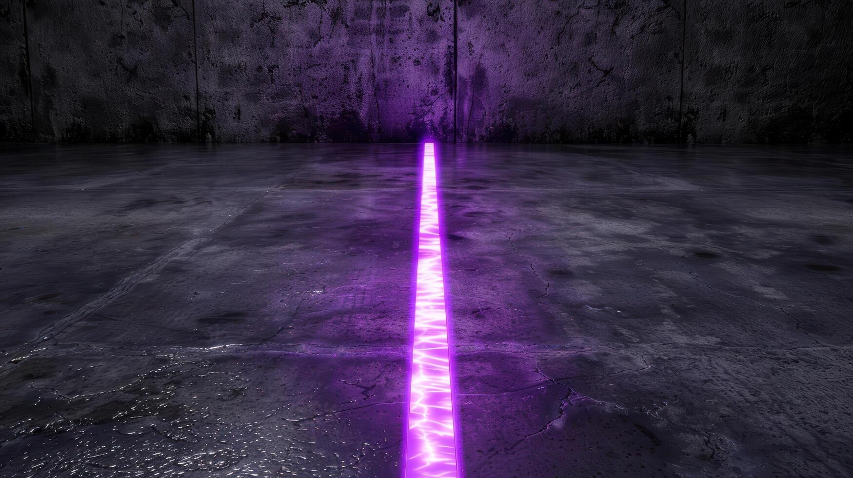 Glowing purple light beam in dark water photo