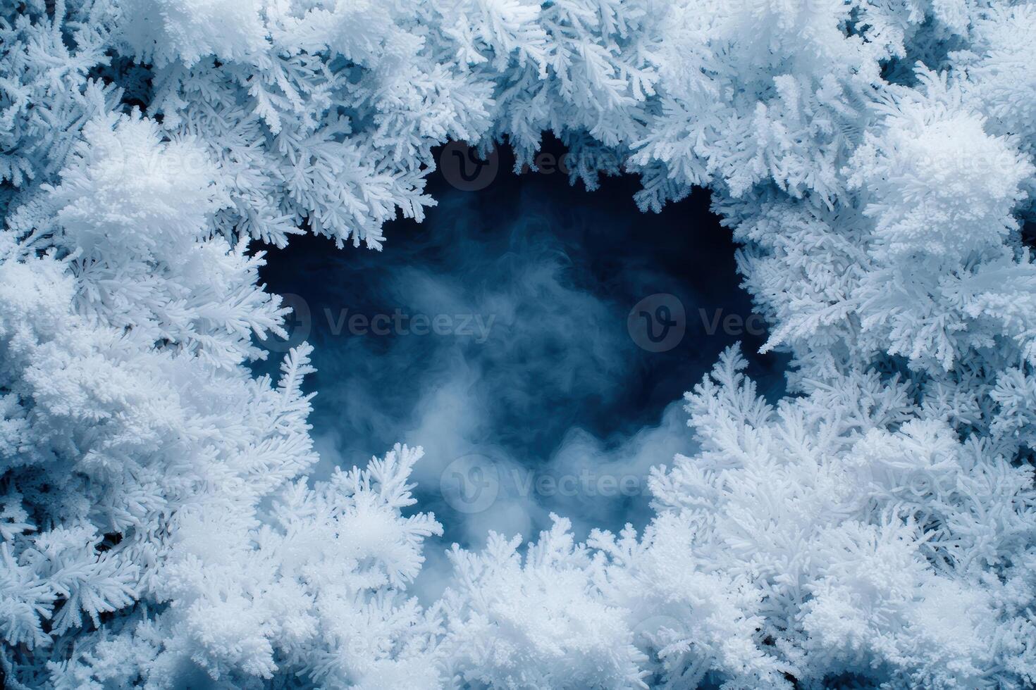 Frosty winter wonderland with icy branches photo