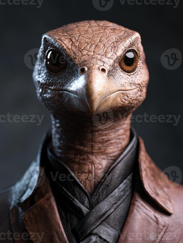 Close up portrait of a mysterious reptilian creature photo
