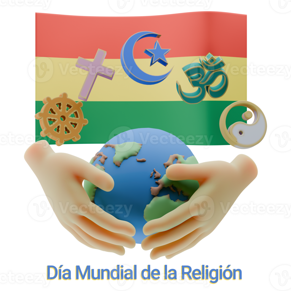 Magnetic 3D renders of World Religion Day Written in Bolivia Languages png