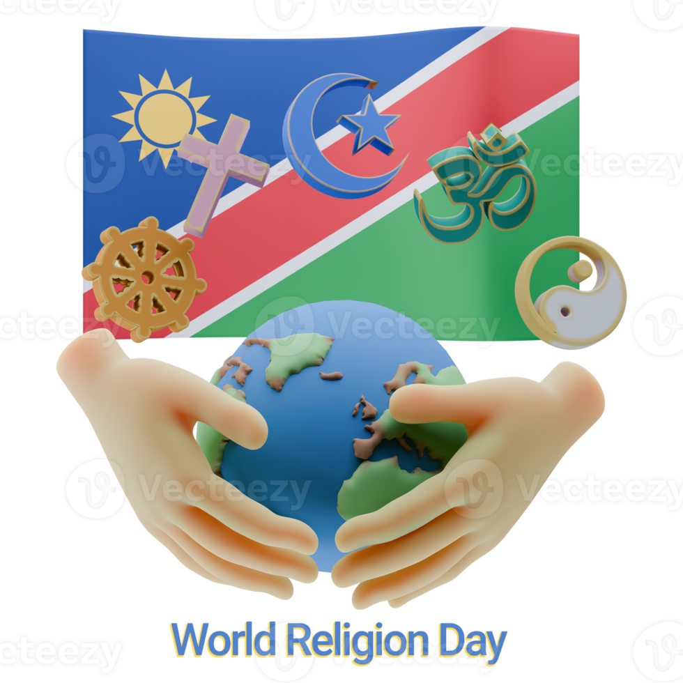 Angelic 3D renders of World Religion Day Written in Namibia Languages png
