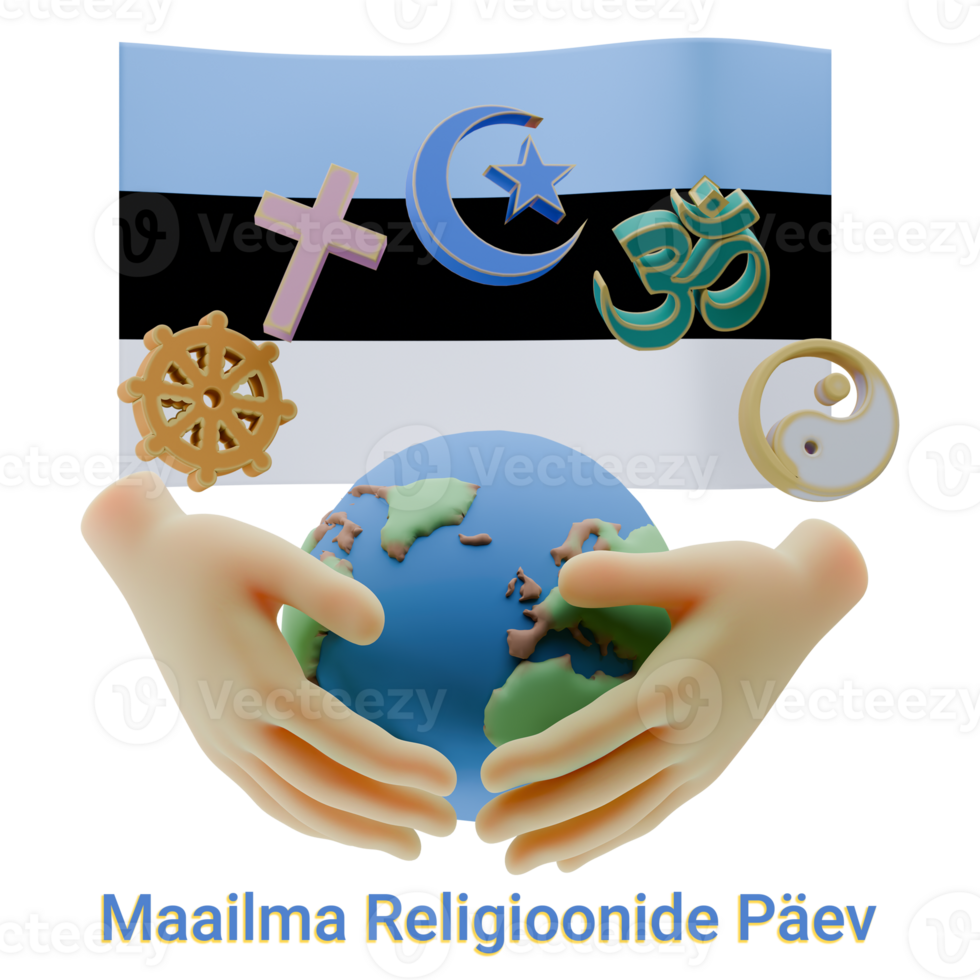 Awe Inspiring 3D renders of World Religion Day Written in Estonia Languages png