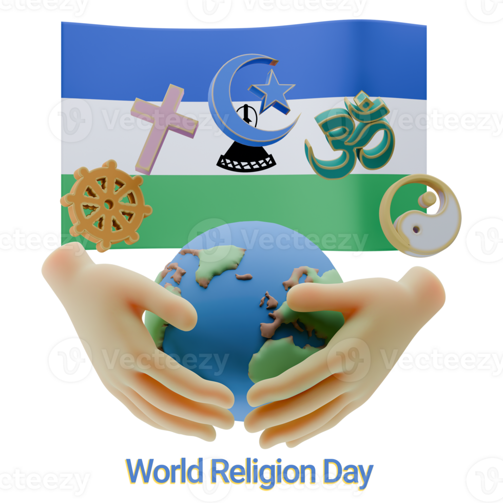 Untarnished 3D renders of World Religion Day Written in Lesotho Languages png