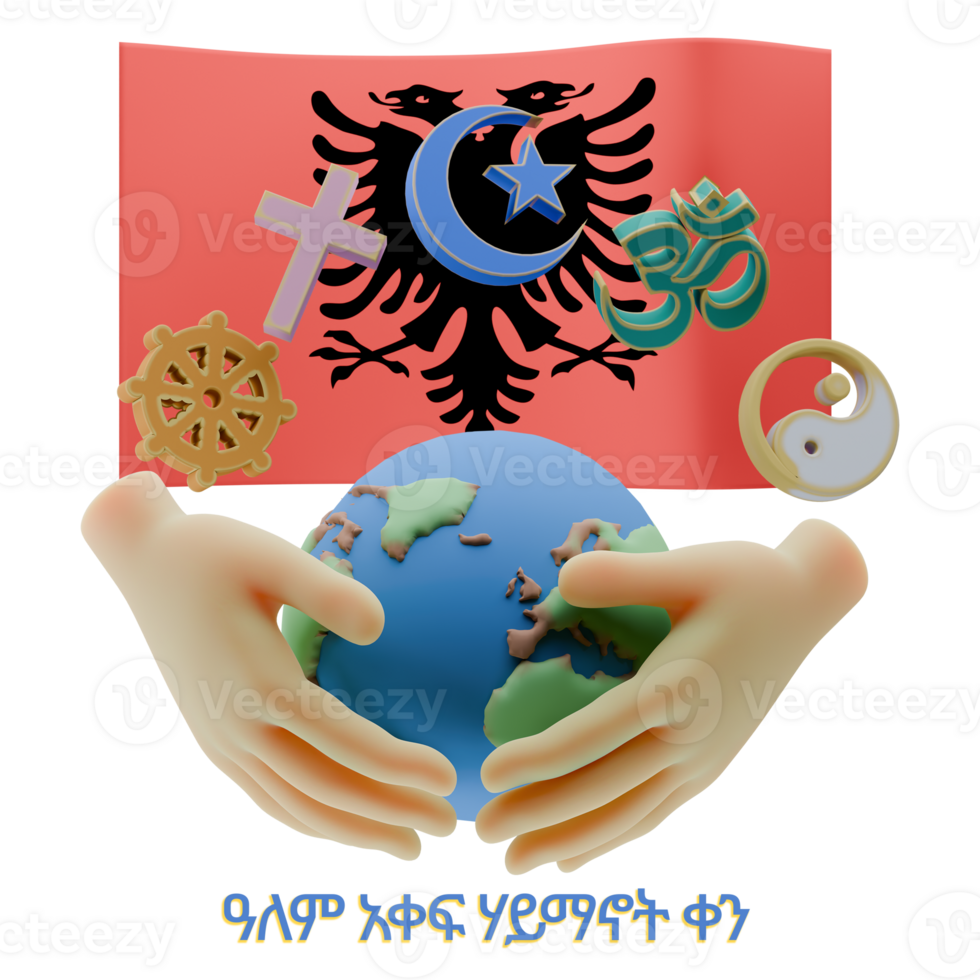 Amazing 3D renders of World Religion Day Written in Albania Languages png