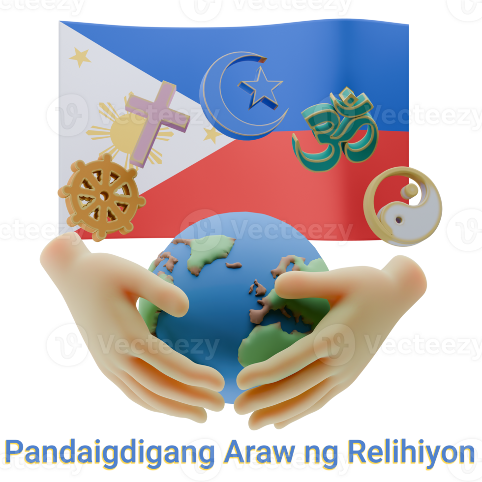 Brilliant 3D renders of World Religion Day Written in Philippines Languages png