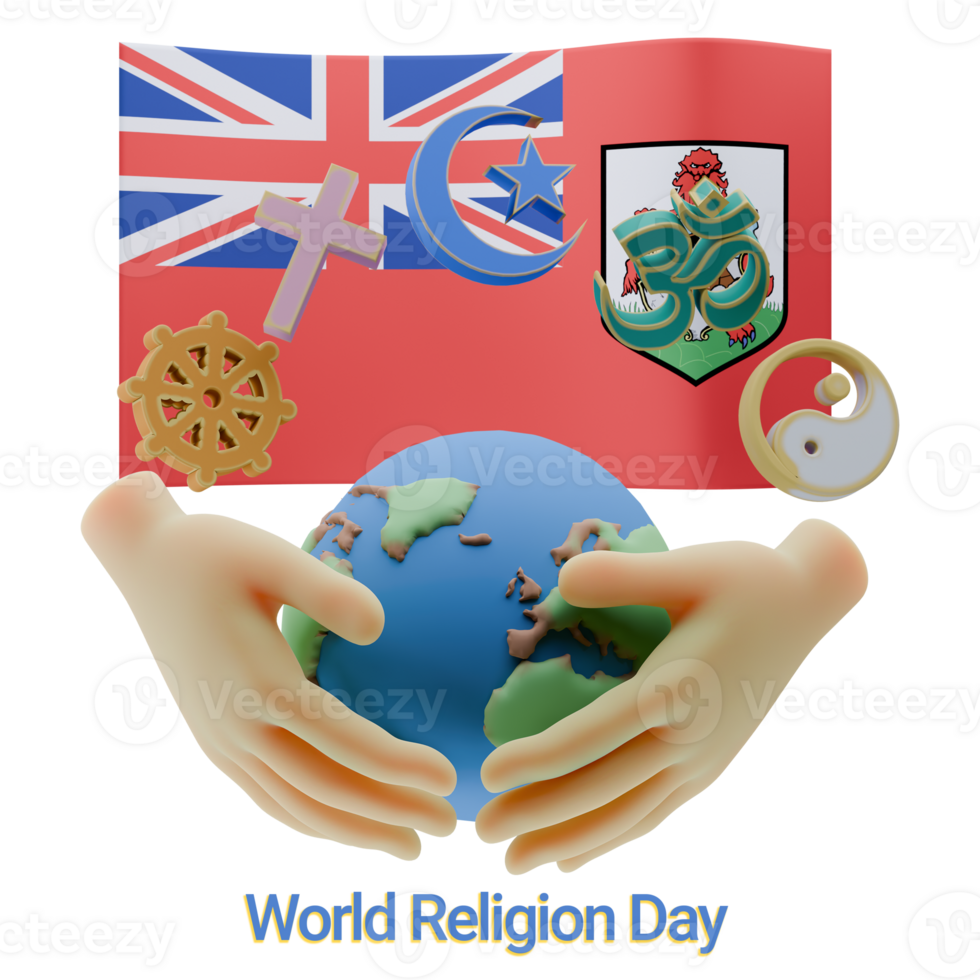 Intriguing 3D renders of World Religion Day Written in Bermuda Languages png