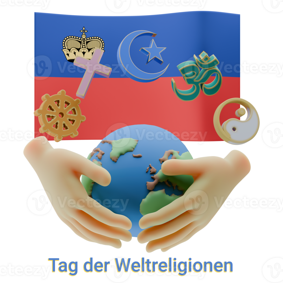 Ravishing 3D renders of World Religion Day Written in Liechtenstein Languages png