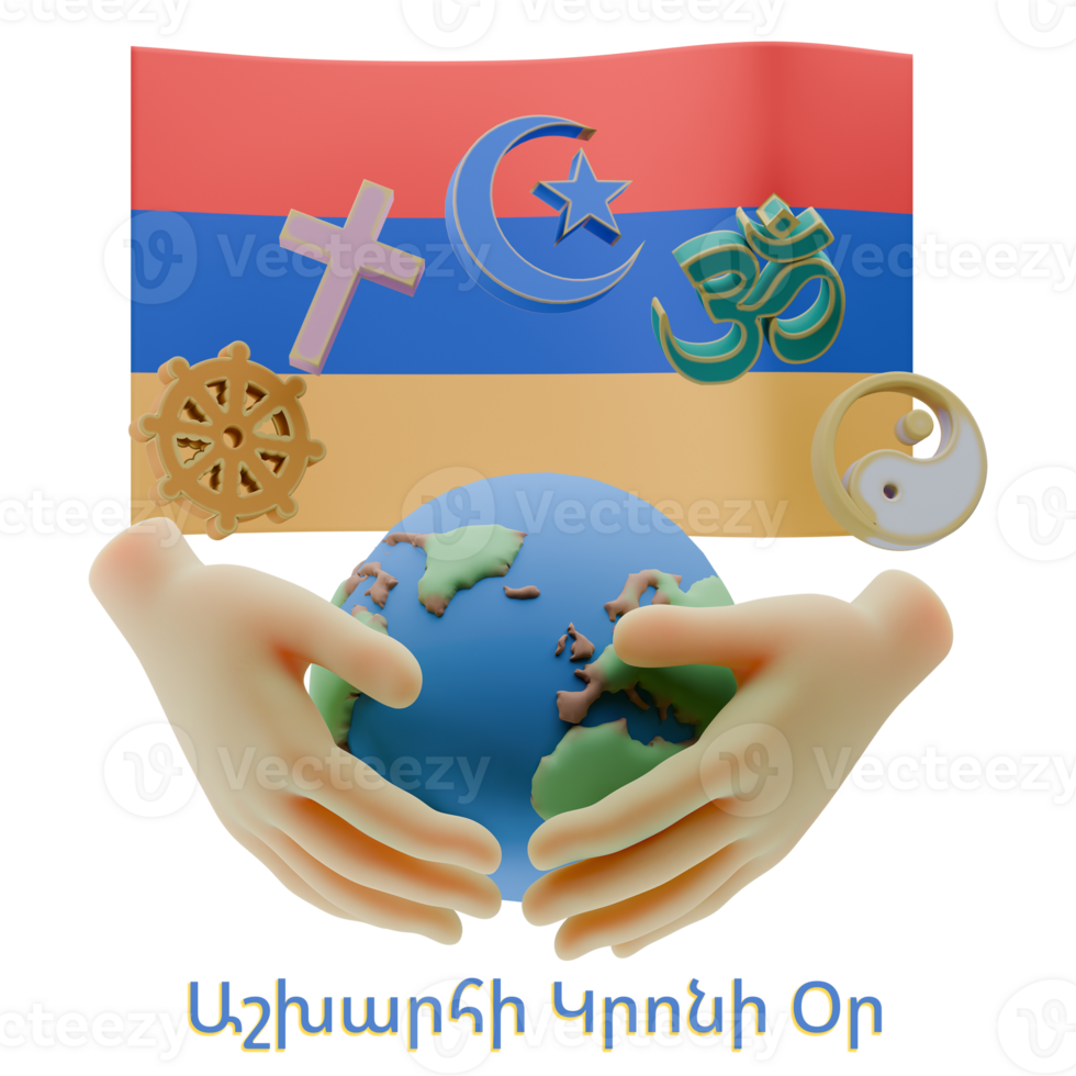 Splendid 3D renders of World Religion Day Written in Armenia Languages png