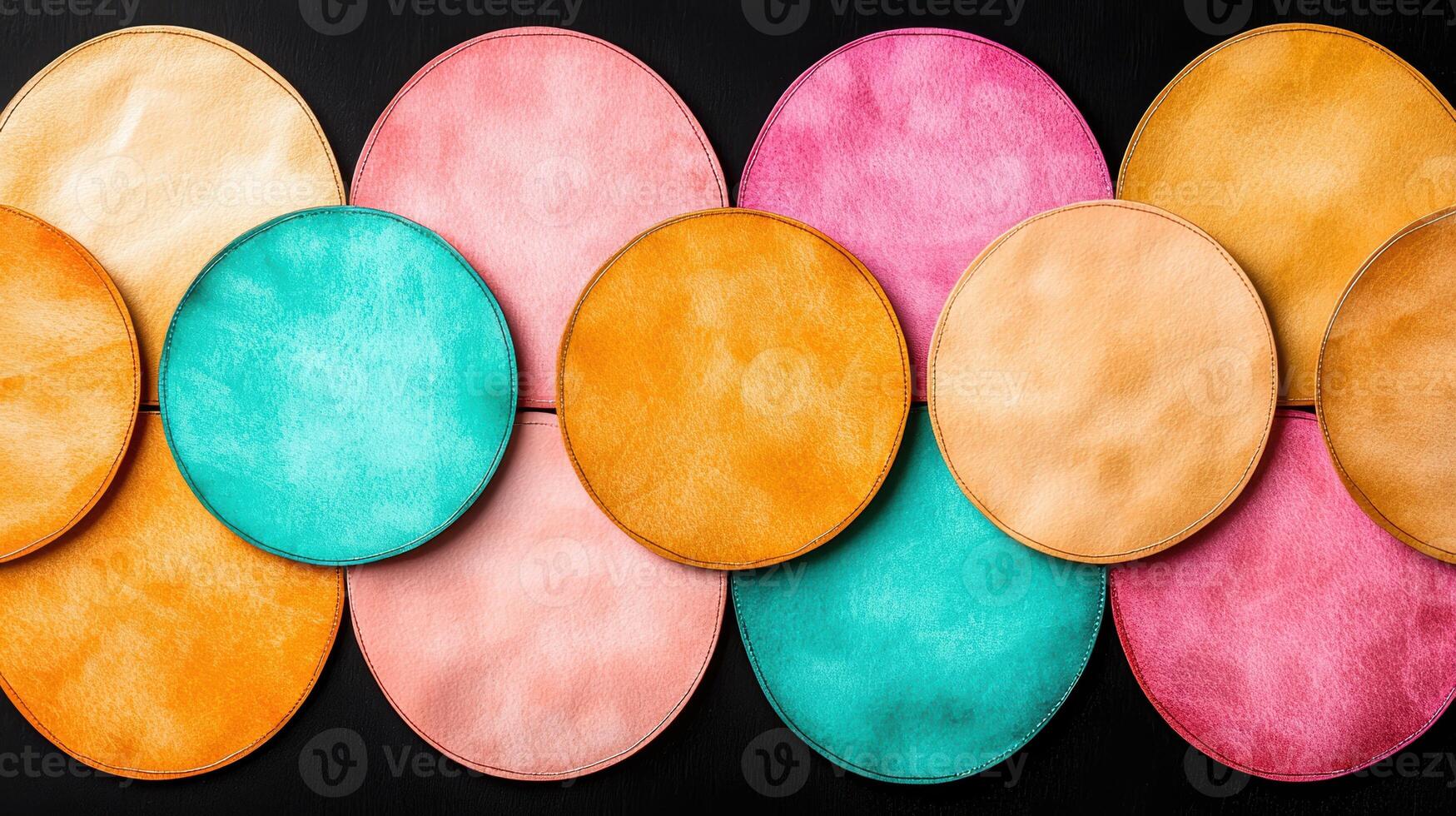 Colorful abstract oval shapes on black background photo