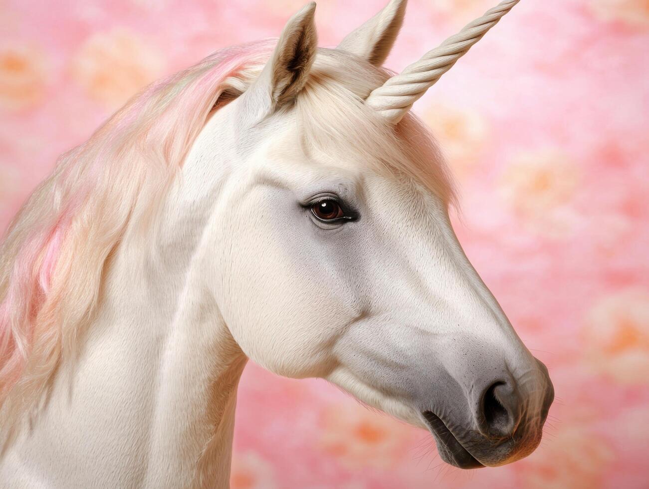 Majestic white unicorn with flowing mane photo