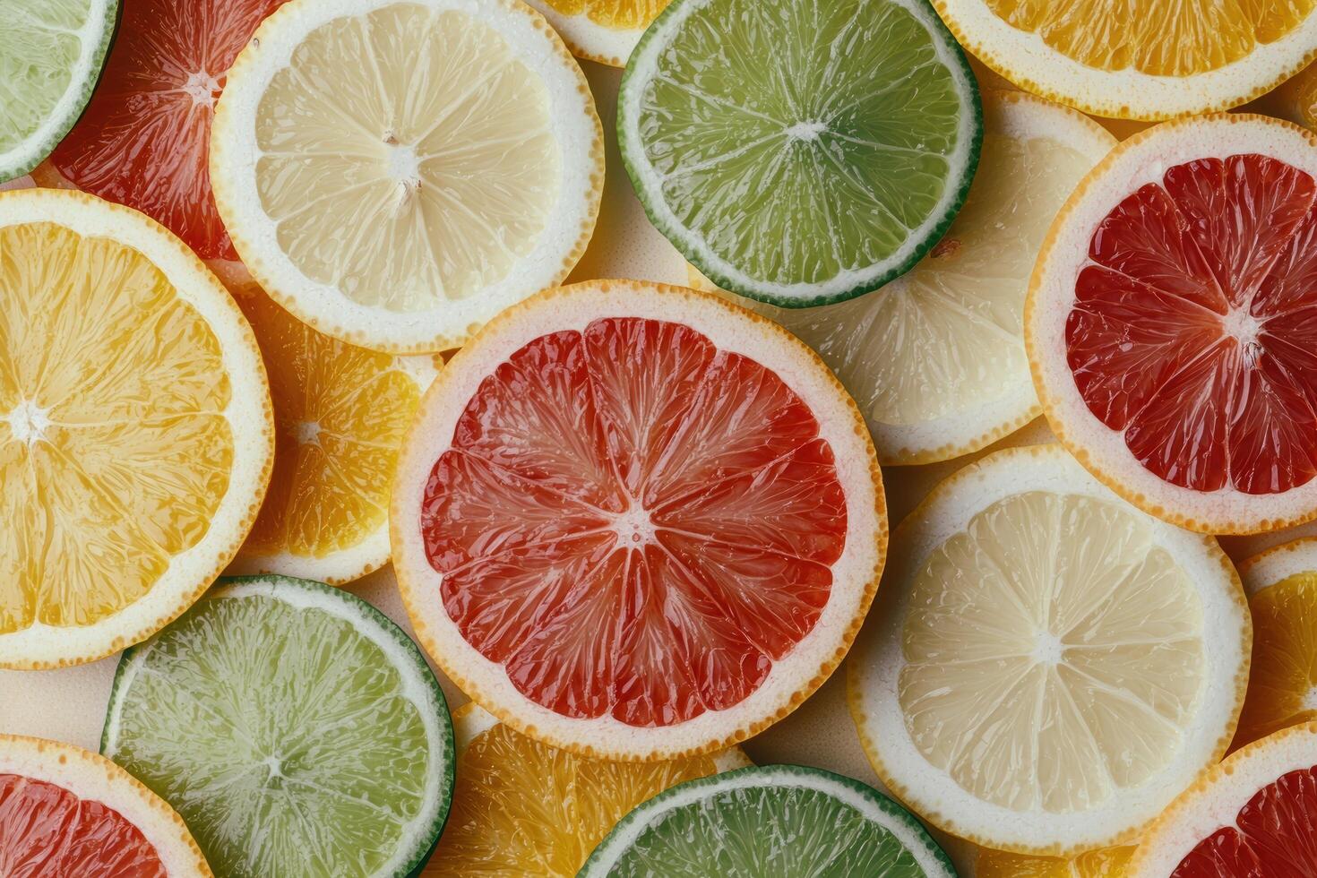 Assorted citrus fruit slices photo