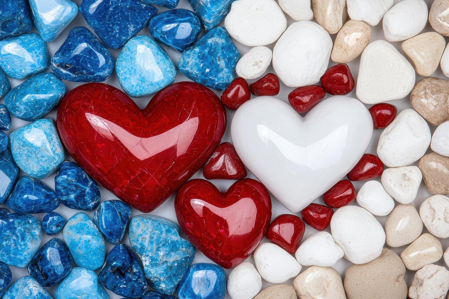 Assorted decorative hearts and stones photo