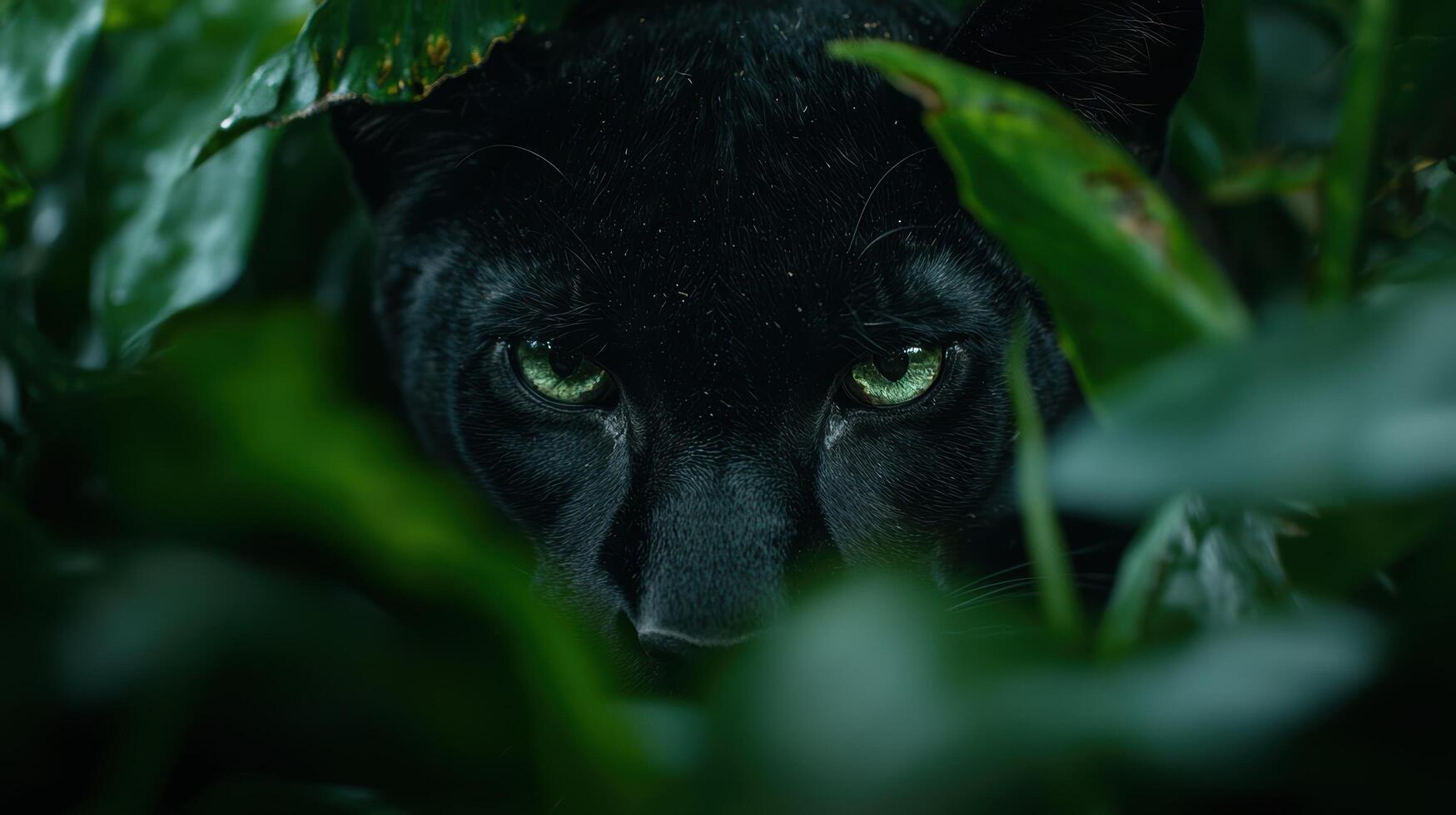Mysterious black panther in the jungle photo