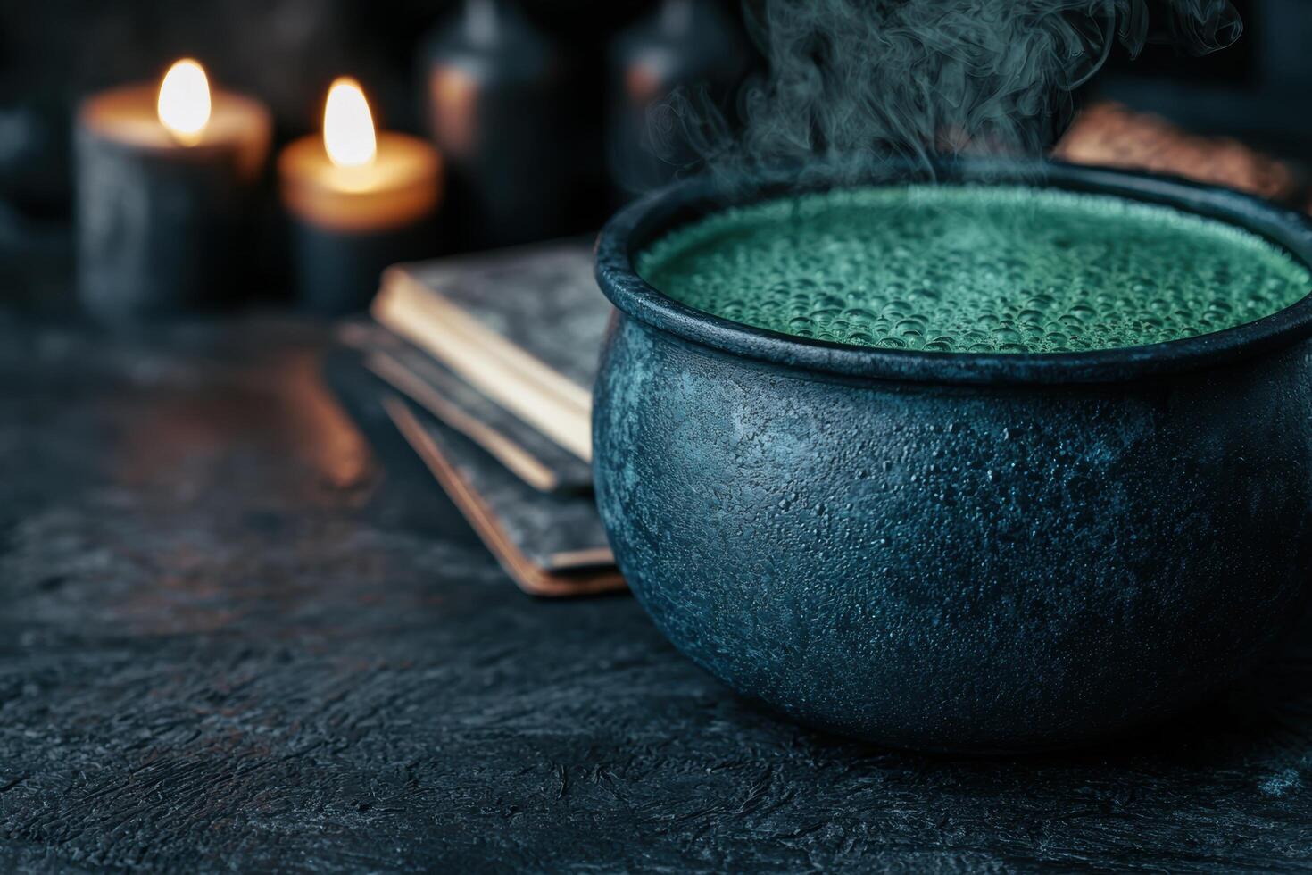 Mystical incense and candles photo
