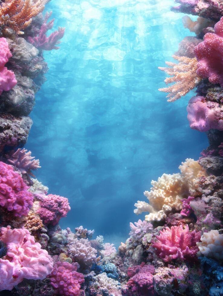 Vibrant coral reef underwater scene photo