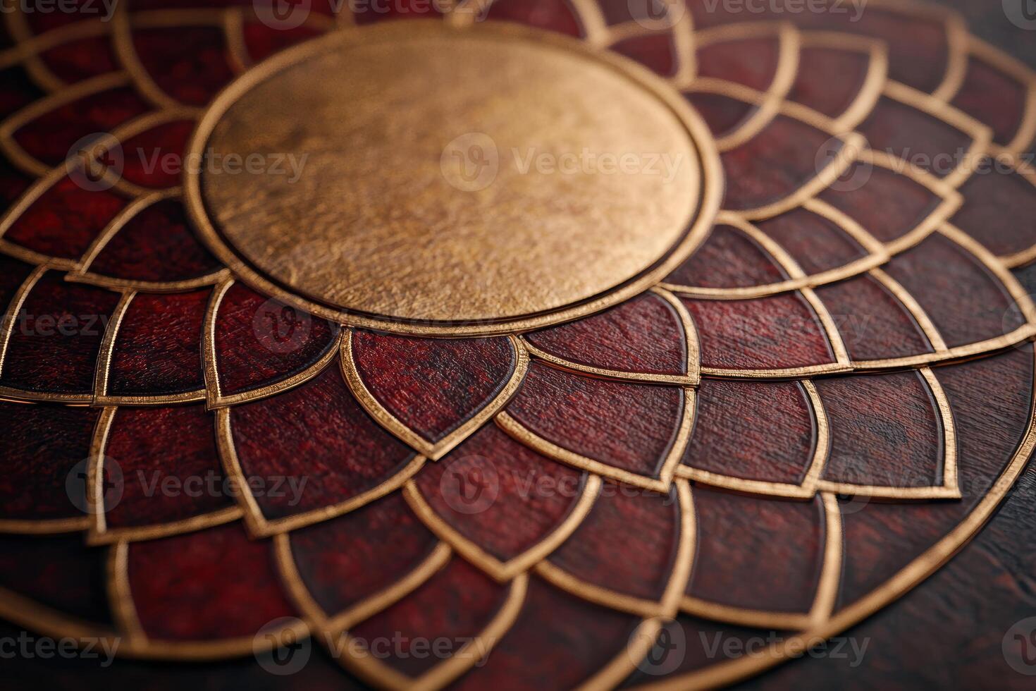 Intricate decorative pattern with metallic and wood tones photo