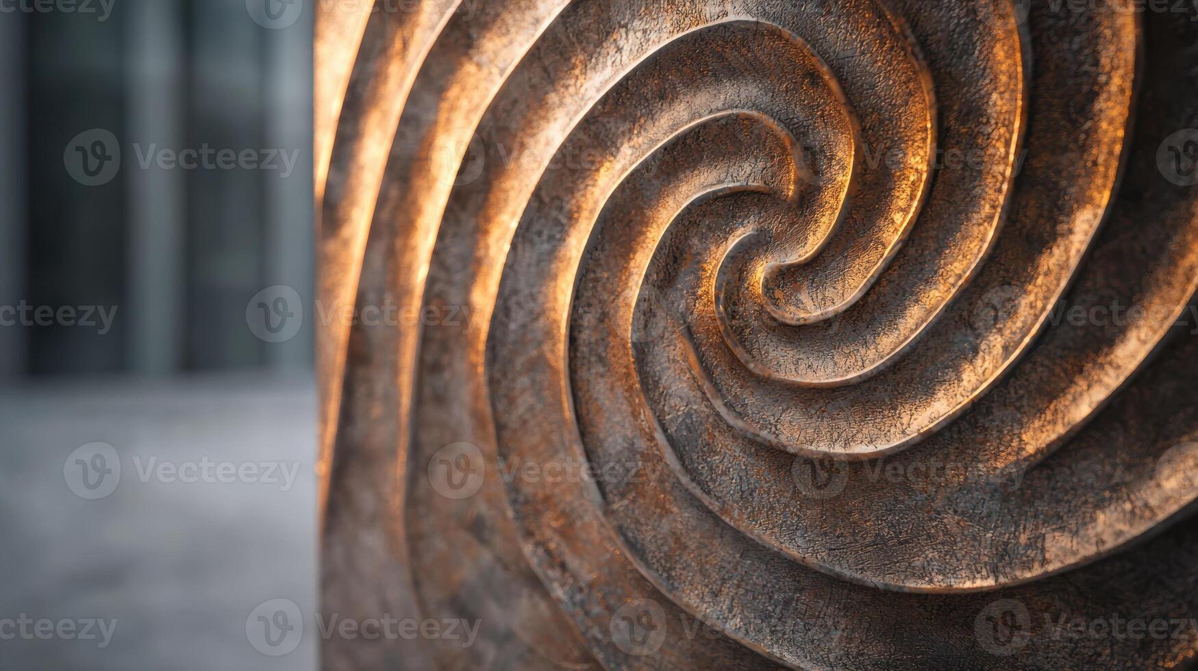 Intricate wooden spiral pattern photo