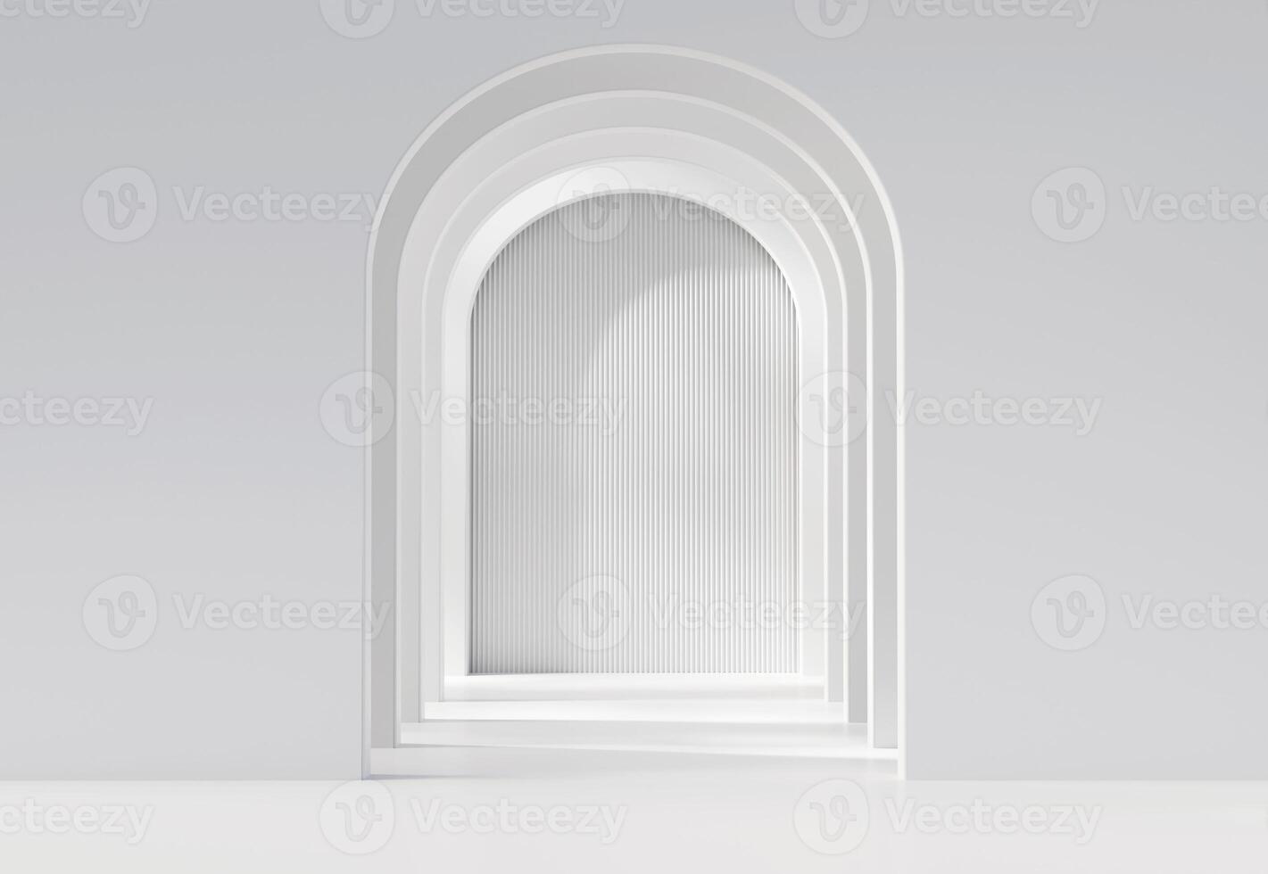 White empty room corridor with wall lights, 3d rendering. photo