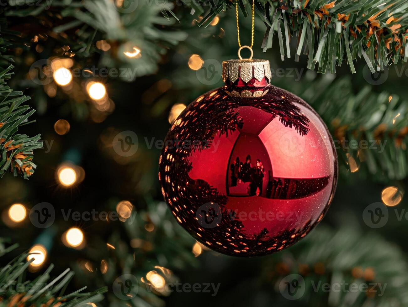 Festive christmas ornament hanging on tree photo