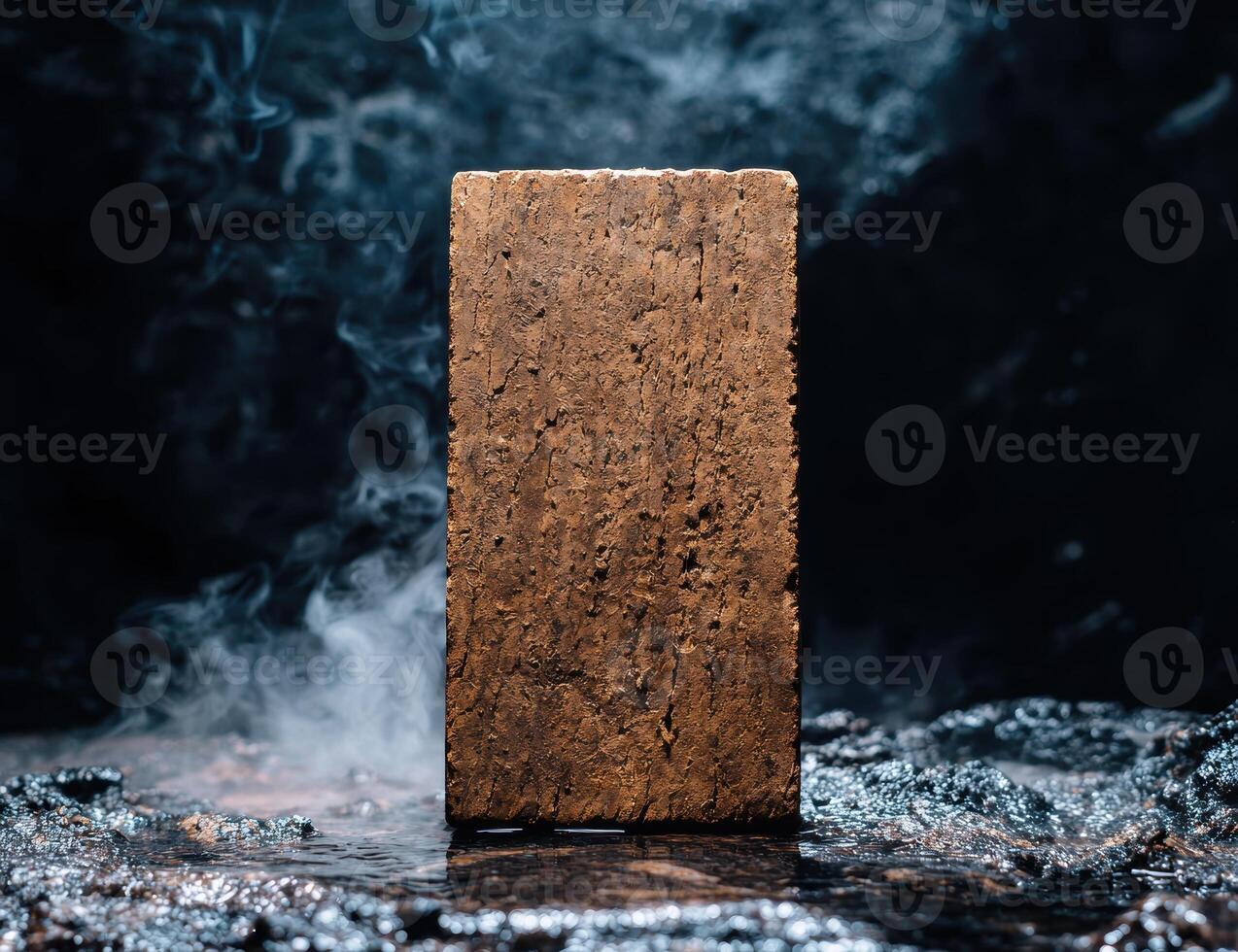Mysterious brick in smoky environment photo