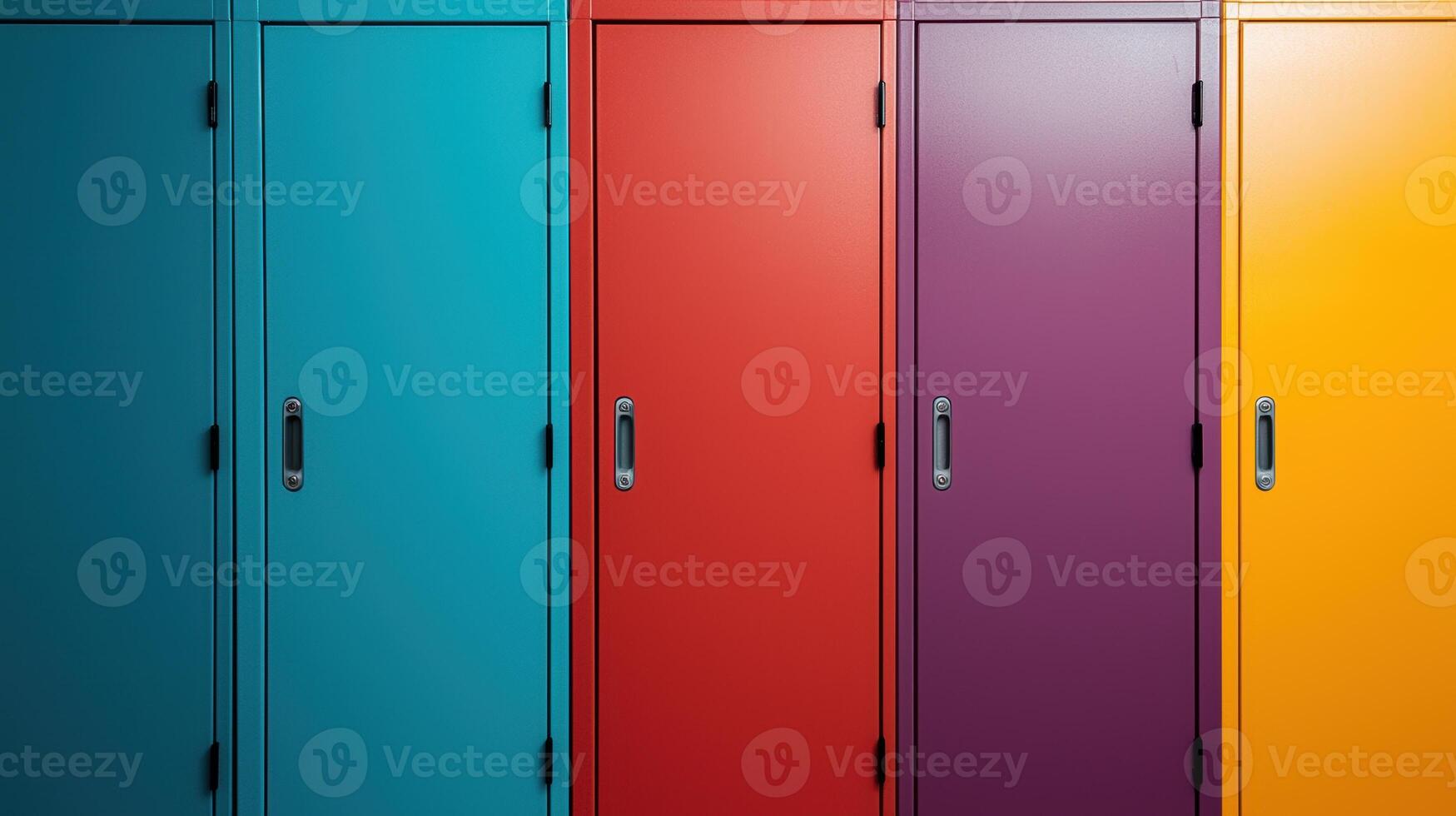 Colorful lockers in a school hallway photo
