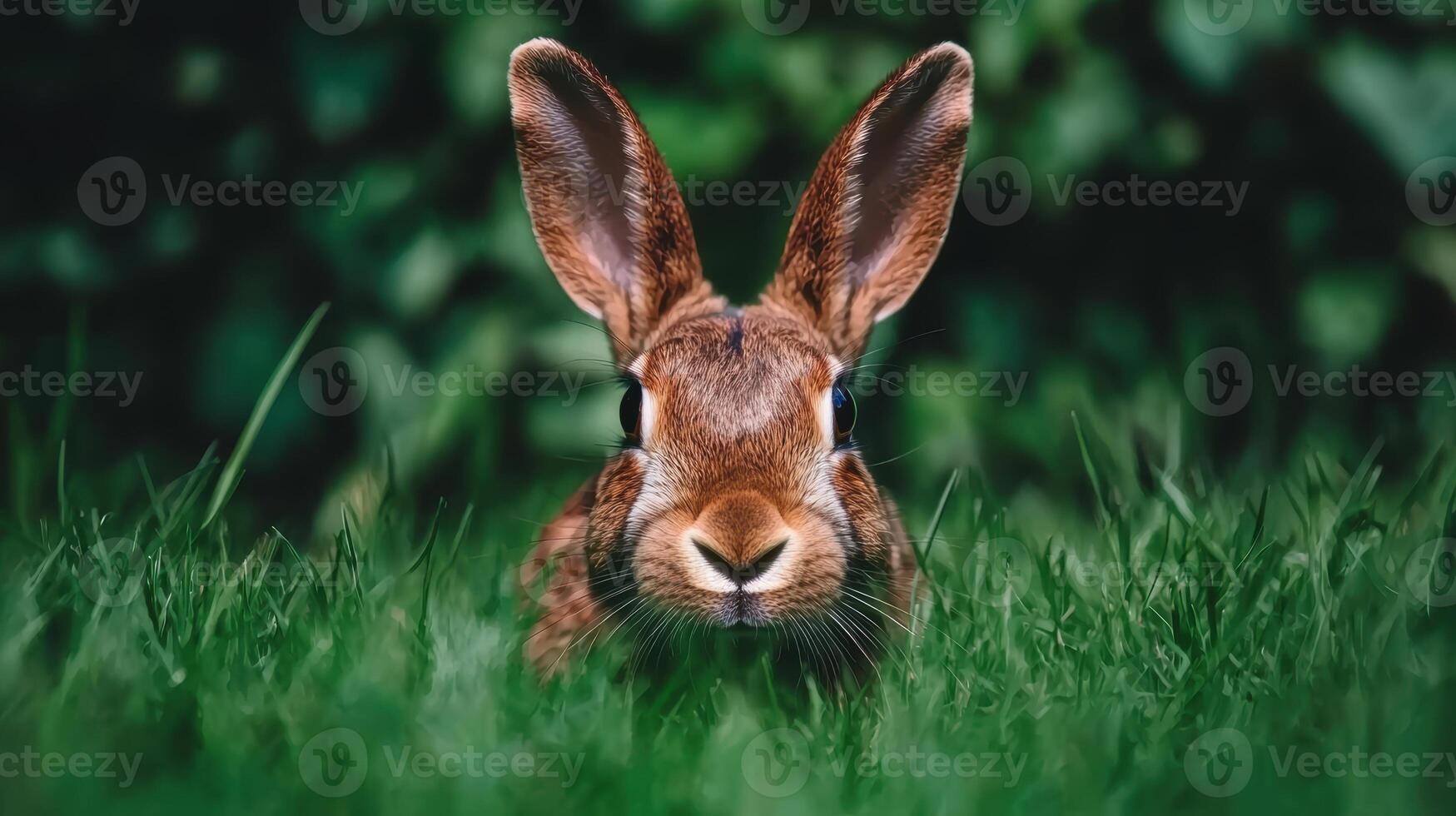 Curious rabbit in the grass photo