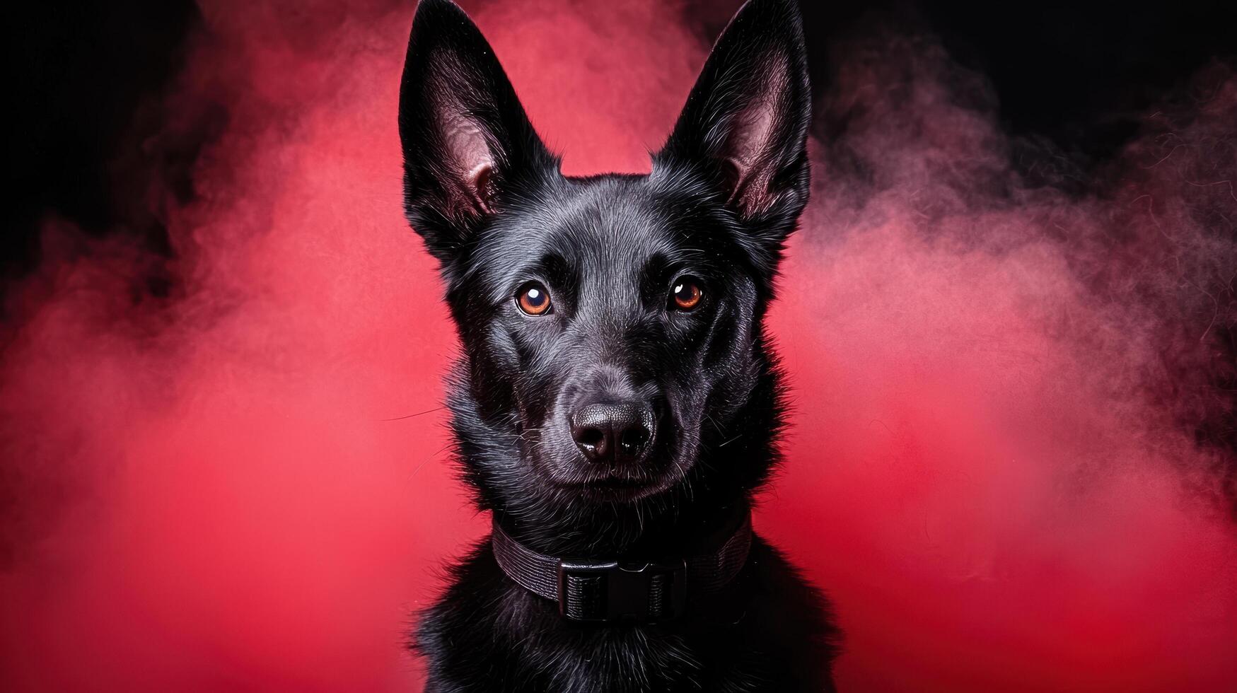 Intense gaze of a black german shepherd dog photo